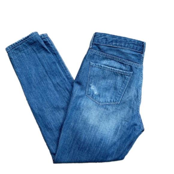 Forever21 Women's Straight Leg Jeans High Rise Waist Distressed Blue denim 27 - Picture 2 of 9